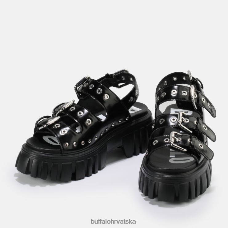 crno Buffalo Lavlja tvrda sandala s platformom veganska |sandale TDD6T721